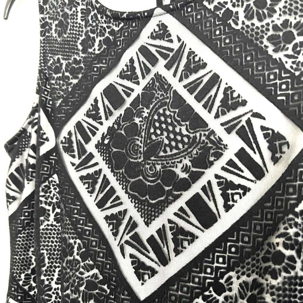 Xhilaration Women’s Black Lace Geometric Sleeveless A-Line LBD Dress M - Picture 4 of 6